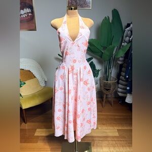 SHEIN Pink Floral Backless Dress